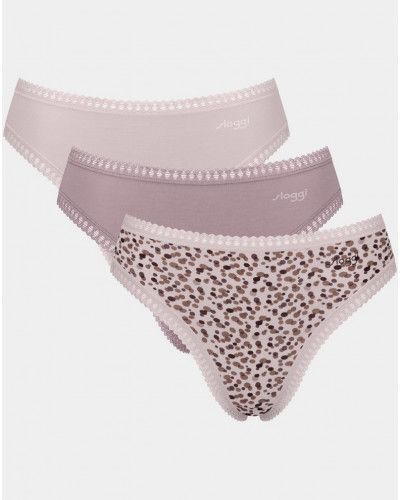 Slip échancré coton Sloggi GO Crush (Lot de 3) (Beige/Marron/Imprimé)