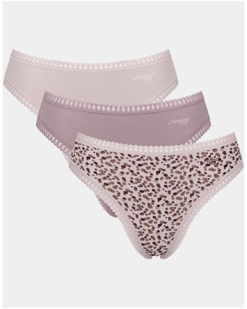 High-cut briefs cotton Sloggi GO Crush (Set of 3) (Beige/Marron/Imprimé)