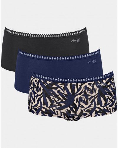 Boxer algodón Sloggi GO Crush (Lote de 3) (Noir/Marine/Imprimé)