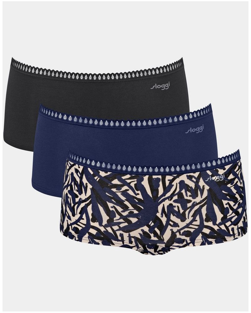 Shorts cotton Sloggi GO Crush (Set of 3) (Noir/Marine/Imprimé)