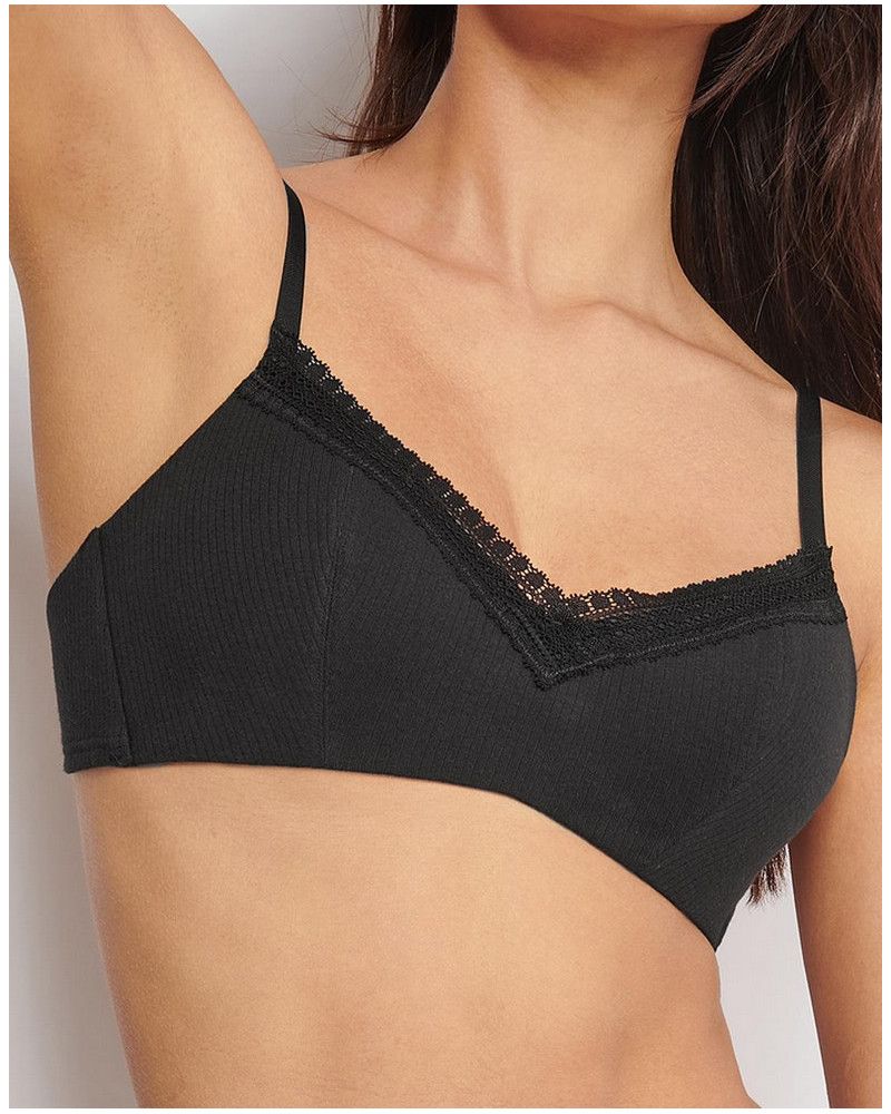 Bralette with fine straps Sloggi GO Ribbed (Black)