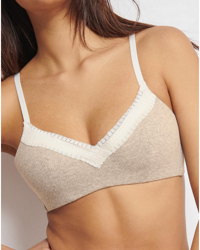 Bralette with fine straps Sloggi GO Ribbed (Beige)