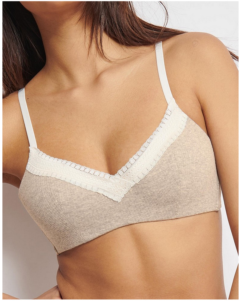 Bralette with fine straps Sloggi GO Ribbed (Beige)