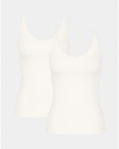 Pack of 2 tank tops spaghetti straps Sloggi GO Bio Cotton (Silk White)