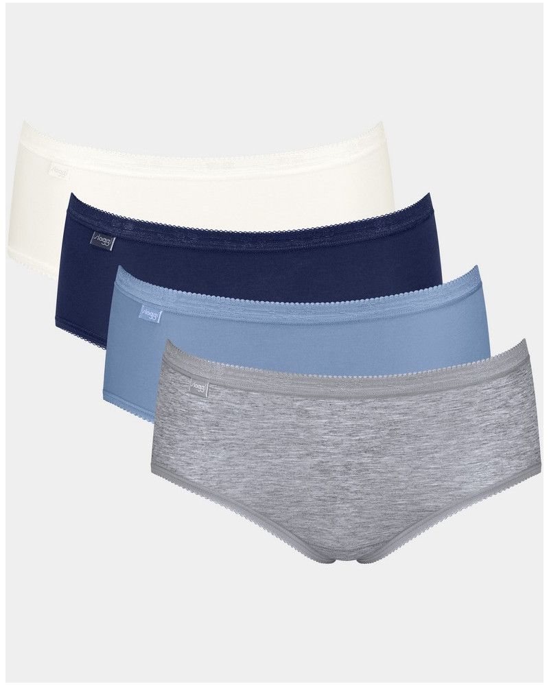 Calzoncillos Basic + midi (paquete de 4) Sloggi (Blanc/marine/bleu/gris)
