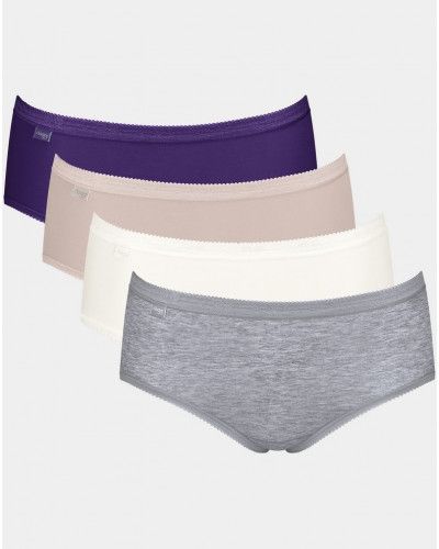 Slips Basic + midi (lot de 4) Sloggi (Violet/beige/blanc/gris)