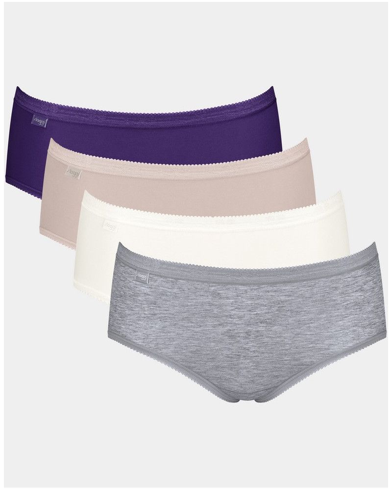 Slips Basic + midi (lot de 4) Sloggi (Violet/beige/blanc/gris)