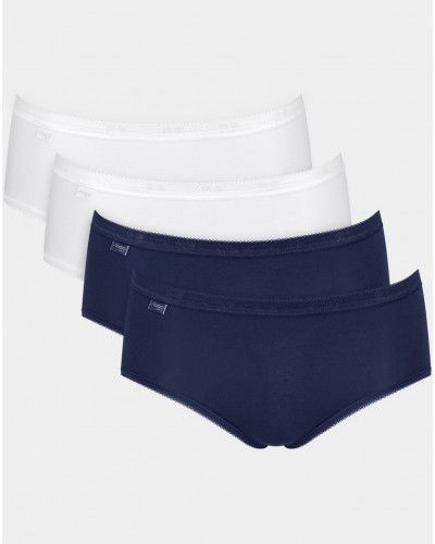 Calzoncillos Basic + midi (paquete de 4) Sloggi (Blanc/marine)