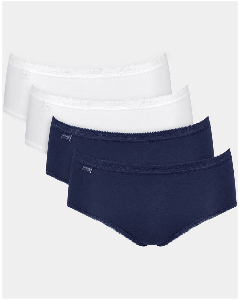 Calzoncillos Basic + midi (paquete de 4) Sloggi (Blanc/marine)