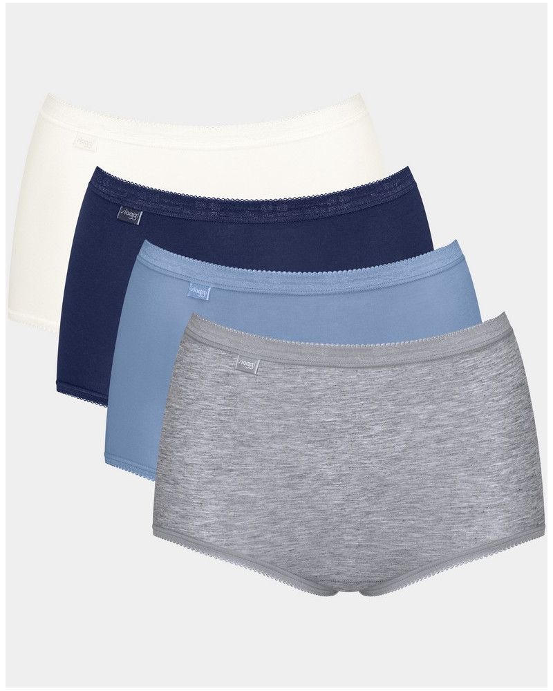 Bragas Maxi Basic + (Paquete de 4) Sloggi (Blanc/marine/bleu/gris)