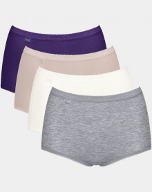 Culottes Basic + maxi (lot de 4) Sloggi (Violet/beige/blanc/gris)