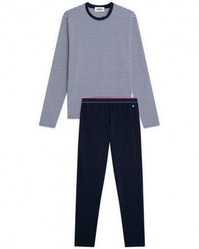 Pijama largo de algodón Le Slip Français  Jeason Marinière (Multicolor)