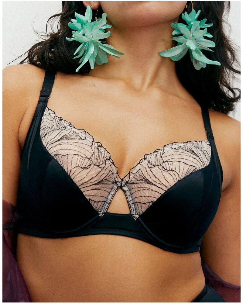 Underwired bra Chantelle Pulp Tattoo Love (Noir/Beige Doré)