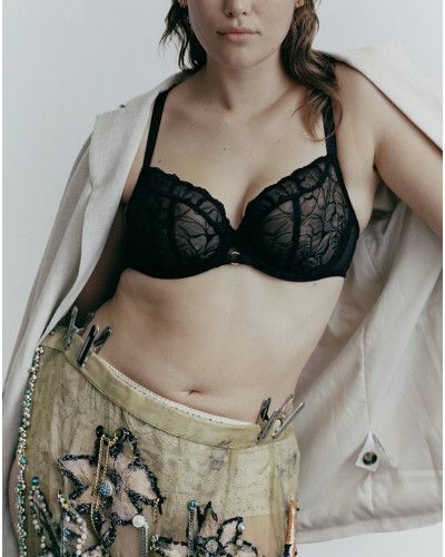 Sujetador con aros Chantelle Fleurs (Negro)