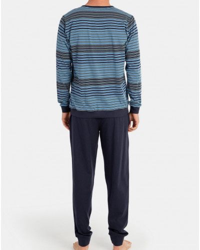 Striped pyjamas with tunisian collar 100% cotton Massana (Multicolour)