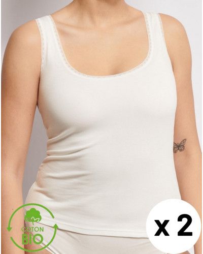 Paquete de 2 camisetas sin mangas Sloggi GO Algodón Organico (Silk White)