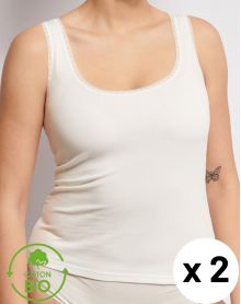 Paquete de 2 camisetas sin mangas Sloggi GO Algodón Organico (Silk White)