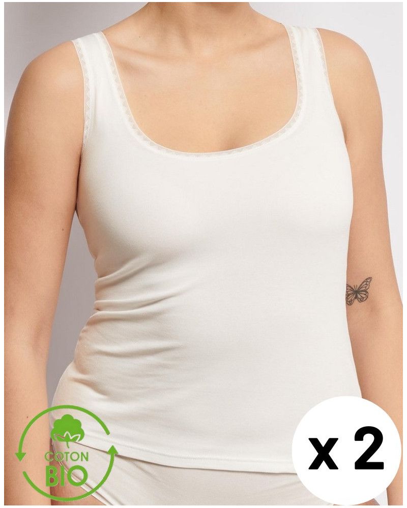Pack of 2 tank tops Sloggi GO Bio Cotton (Silk White)