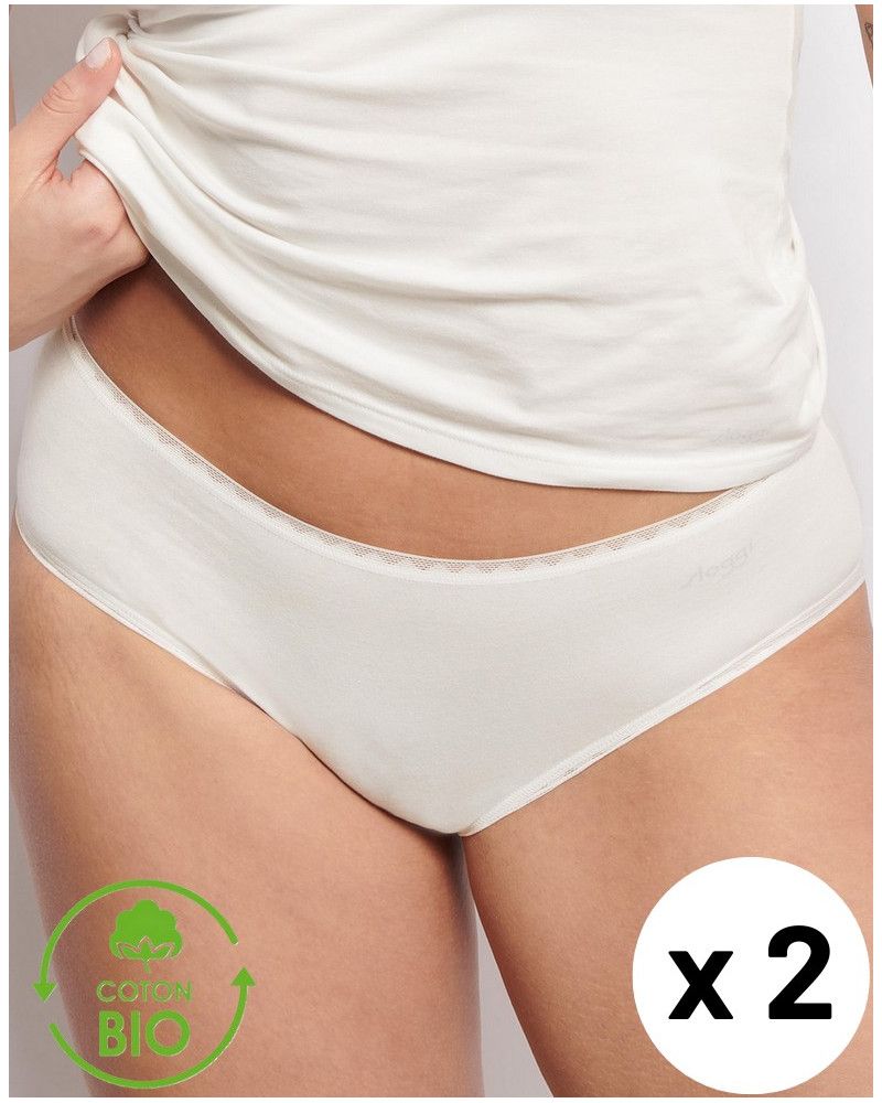 Paquete de 2 calzoncillos midi Sloggi GO Algodón Bio (Silk White)