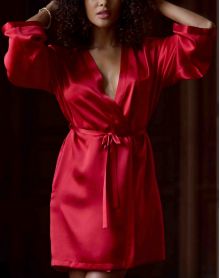 Tracy 100% silk dressing gown (Red)