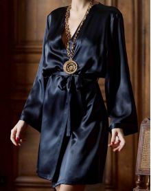 Tracy 100% silk dressing gown (Black)