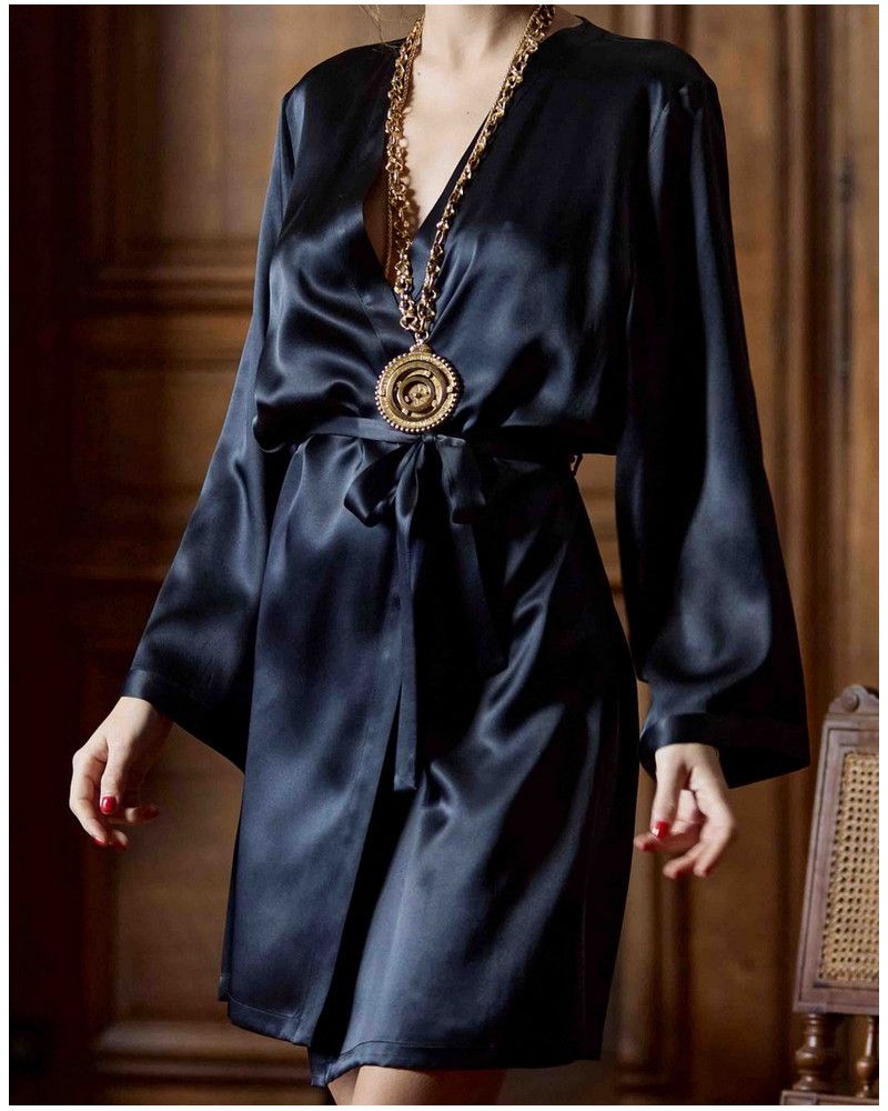 100% silk negligee Tracy Marjolaine (Black)