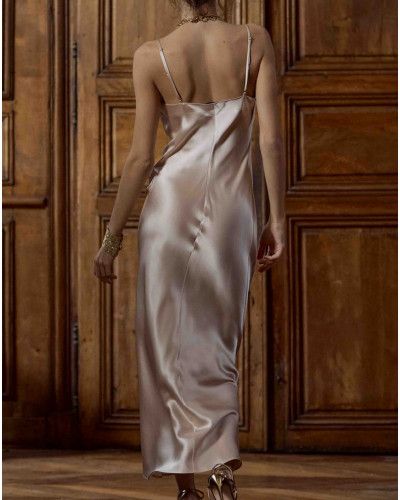 Nuisette longue 100% soie Tracy Marjolaine (Sable)