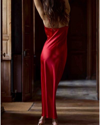 Long nightgown 100% silk Tracy Marjolaine (Red)