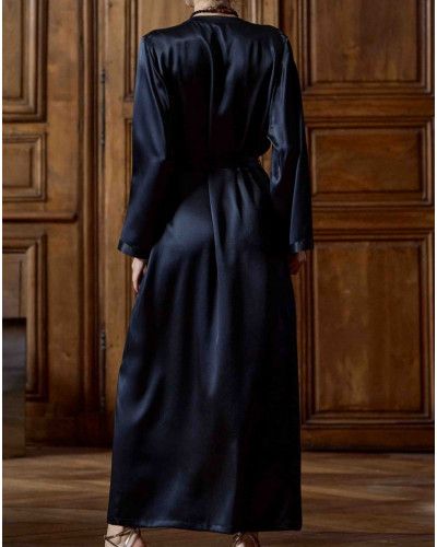 Long robe 100% silk Tracy Marjolaine (Black)