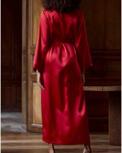 Long robe 100% silk Tracy Marjolaine (Red)