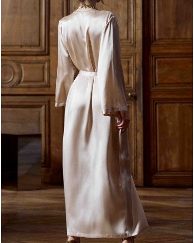 Long robe 100% silk Tracy Marjolaine (Sable)
