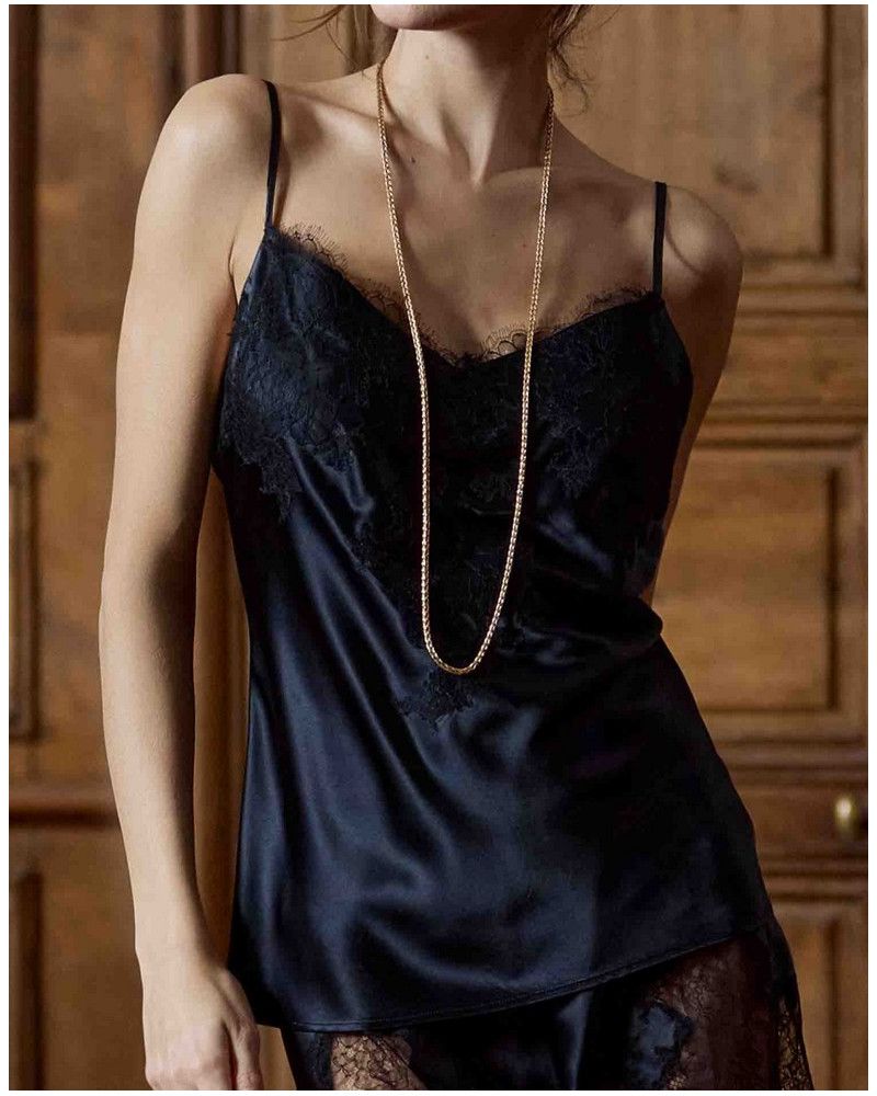 Camiseta de seda 100% Baccarat Marjolaine (Negro)