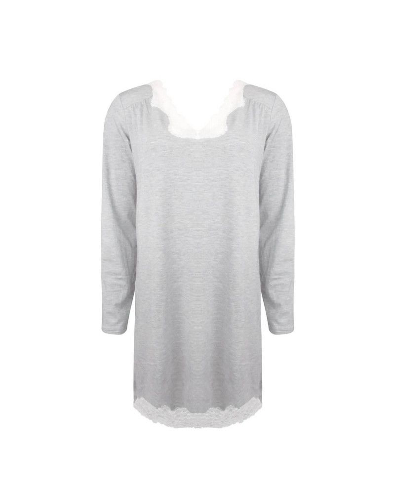 Nightdress long sleeves wellness Antigel Simply Perfect (Chiné Gris)