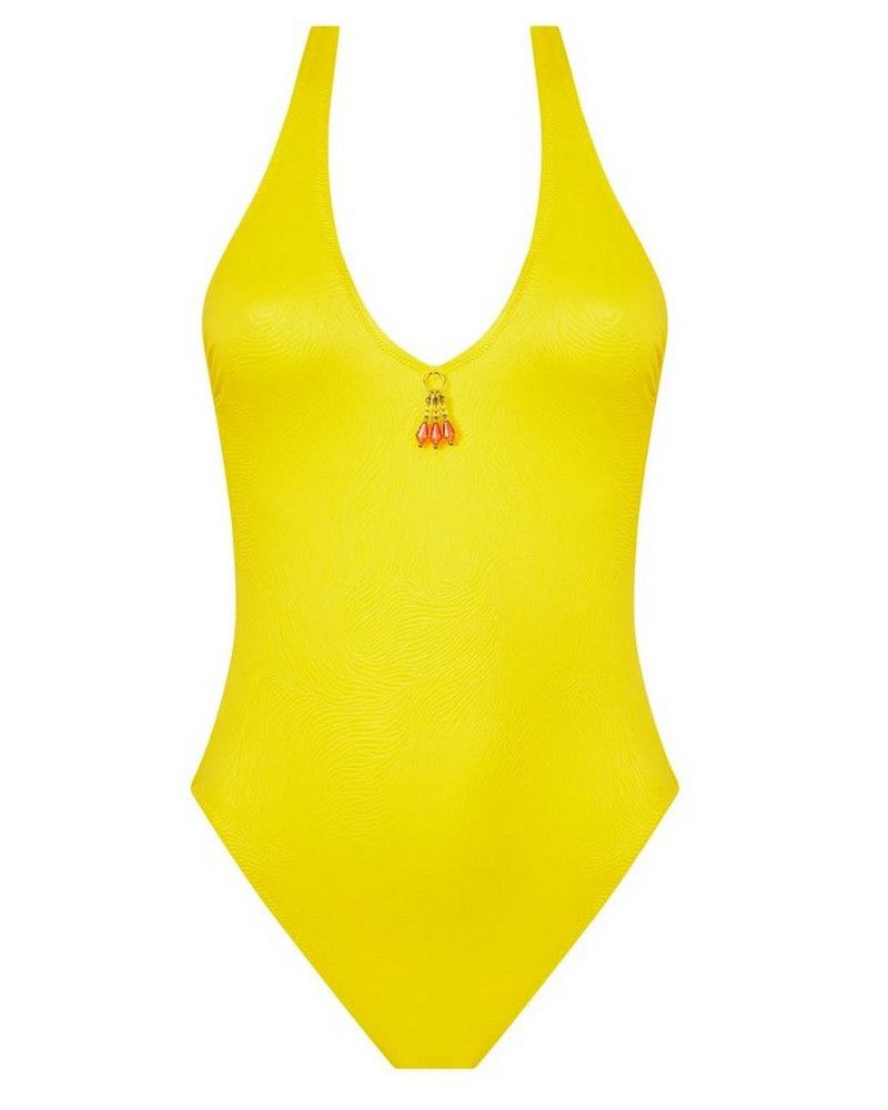 One-piece support swimsuit Antigel La Muse Des Vagues (Jaune)