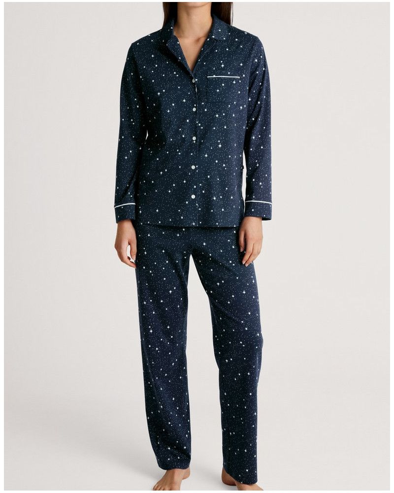 Pyjama long butonned Calida Sweet Dreams 100% Cotton (Peacoat Blue)