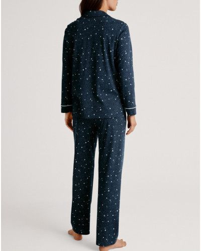 Pijama largo botones Calida Sweet Dreams 100% algodón (Peacoat Blue)