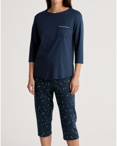Pyjama 3/4 Calida Sweet Dreams 100% Coton (Peacoat Blue)