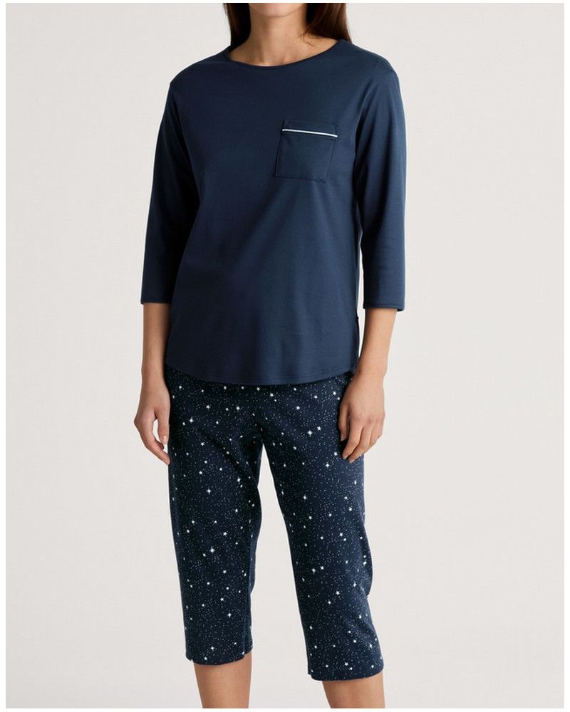 Pijama 3/4 Calida Sweet Dreams 100% algodón (Peacoat Blue)