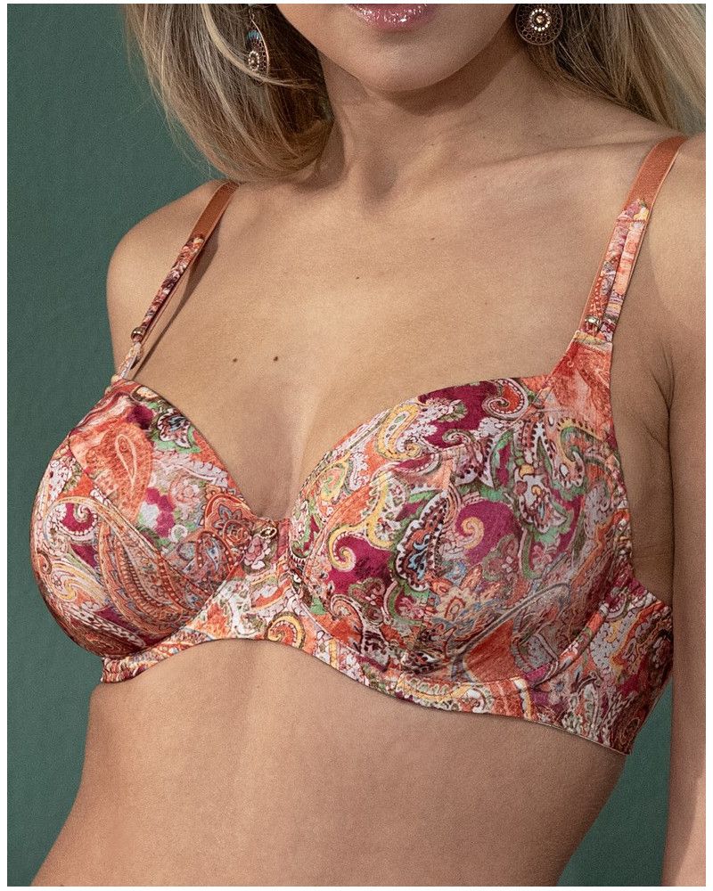 Deep-cup demi bra Antigel Cachemire en Fête (Orange Multico)