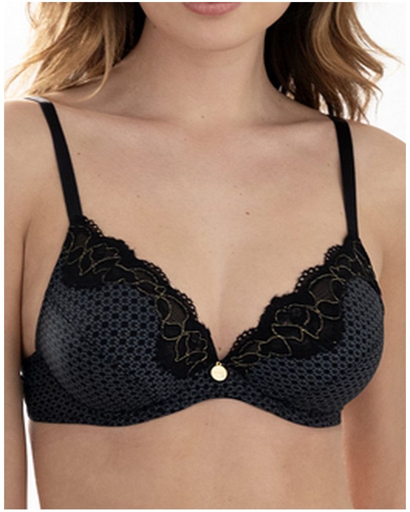 Underwired wellness triangle bra Antigel Daily Paillette (Noir Paillette)