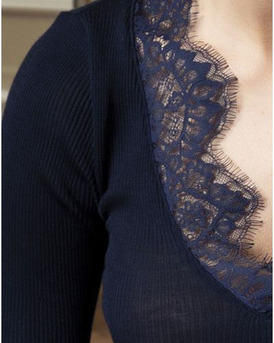 Camiseta mangas largas lana y seda Lise Charmelle Plaisir Caresse (Pierre Bleue)