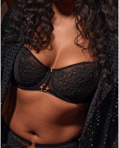 Underwired half cup bra Aubade Illusion Fauve (Black)