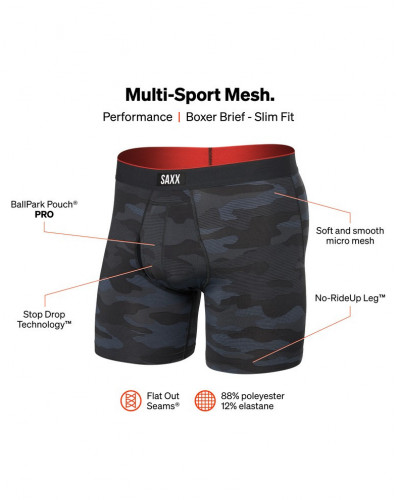 Boxer con bragueta Saxx Multi-sport Mesh (Camouflage Noir)