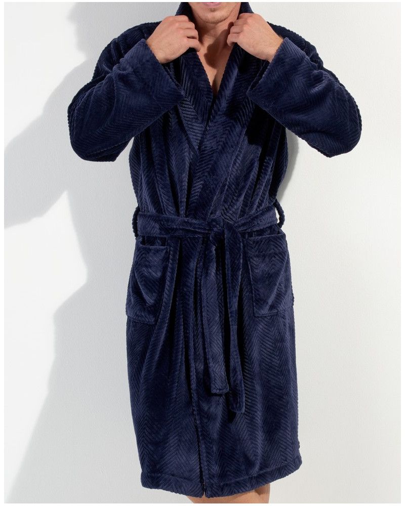 Fleece dressing gown HOM Everest (Marine)