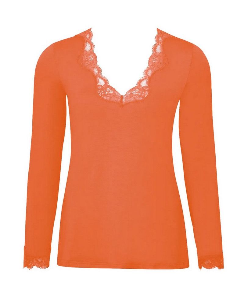 Tee shirt long sleeves V-neck Antigel Simply Perfect (Orange Safrané)