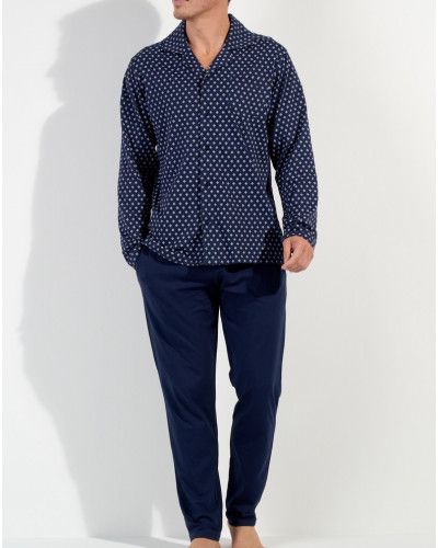 Pijama largo abotonado 100% Algodón HOM Salvador (Imprimé Marine)