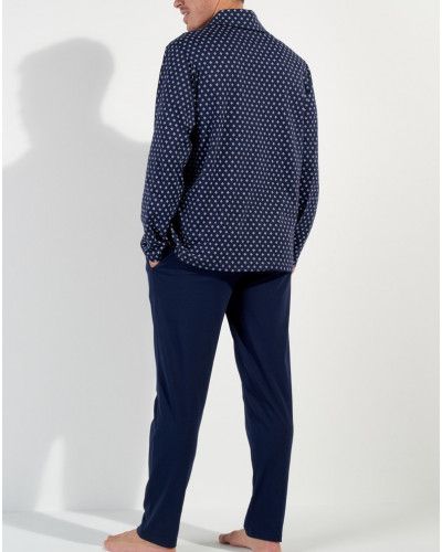 Long buttonned pajamas 100% Cotton HOM Salvador (Imprimé Marine)