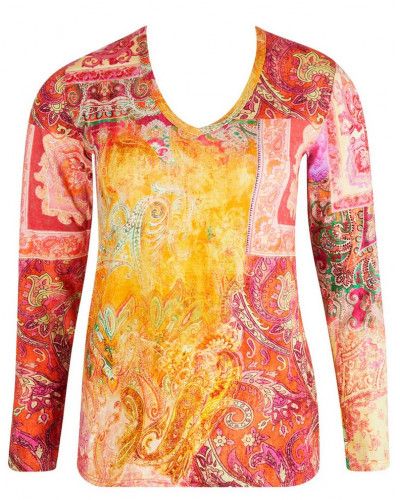 Camiseta mangas largas Antigel Cachemire en Fête (Orange Multico)