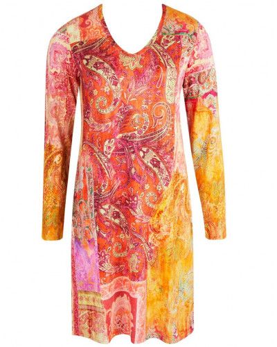 Long sleeves nightdress Antigel Cachemire en Fête (Orange Multico)
