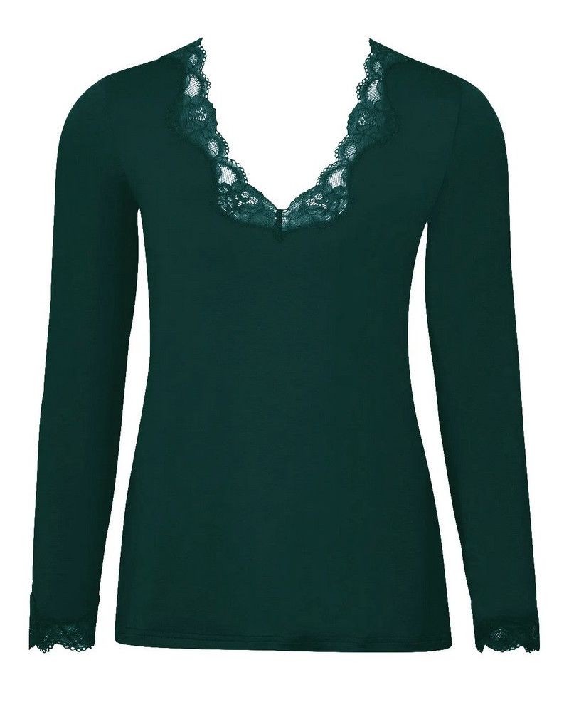 Camiseta mangas largas de interior cuello en V Antigel Simply Perfect (Vert Anglais)
